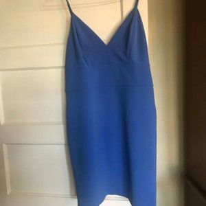 Express Blue V Neck Fitted Dress